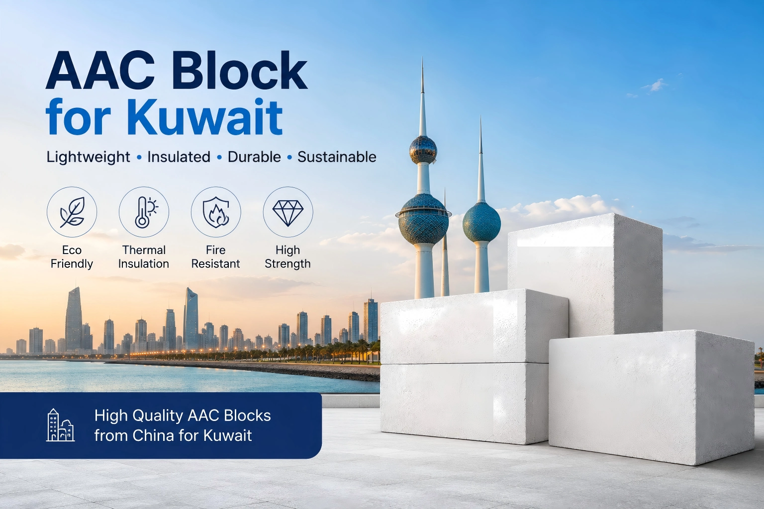 AAC Blocks for Kuwait | Autoclaved Aerated Concrete Block Supplier