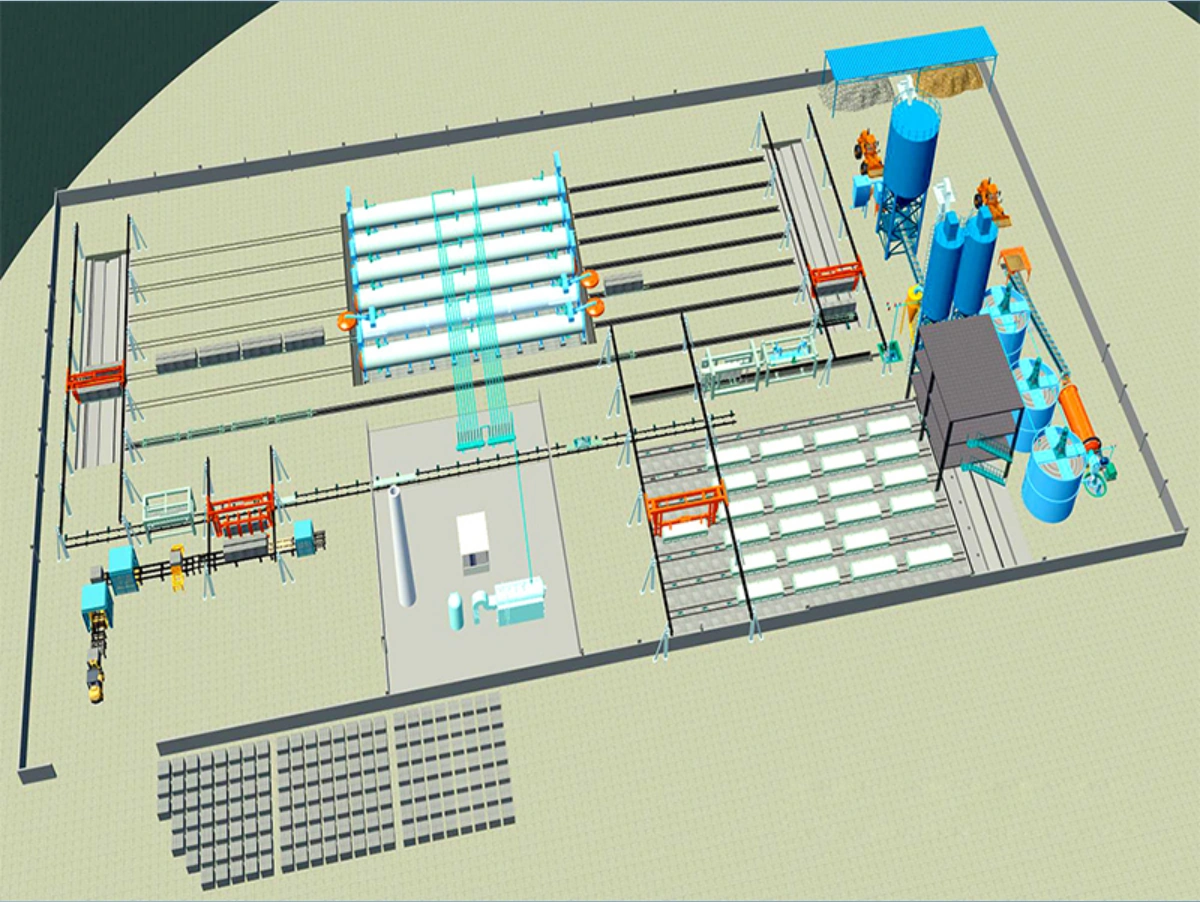 AAC block and ALC panel production line layout